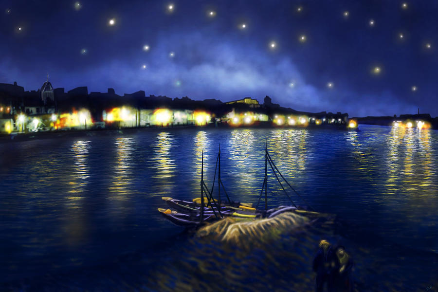 Vincent Van Gogh Digital Art - Van Goghs Starry Night over the Rhone by Omar Rubio