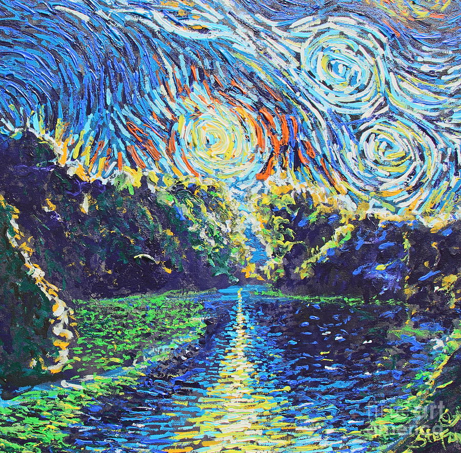Starry NIght Over Wekiva River Painting by Stefan Duncan