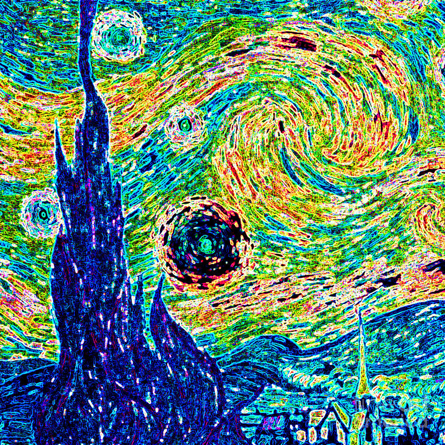 Vincent Van Gogh Digital Art - Starry Night Revisited by Jerome Stumphauzer