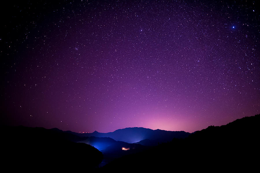 Starry sky scene on high mountains, South China Photograph by Heibaihui Starry sky scene on high mountains, South China Photograph by Heibaihui