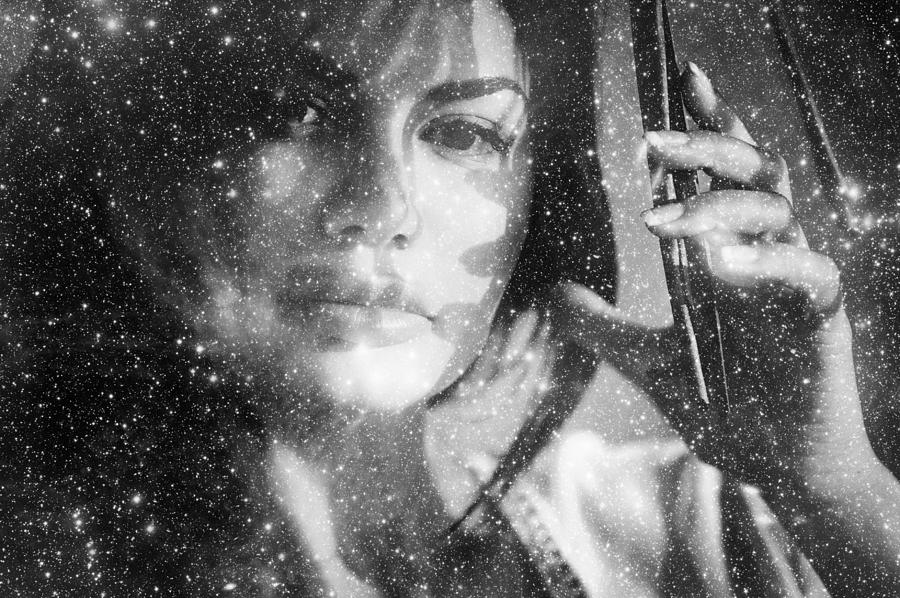 Starry Woman. Black and White Photograph by Jenny Rainbow