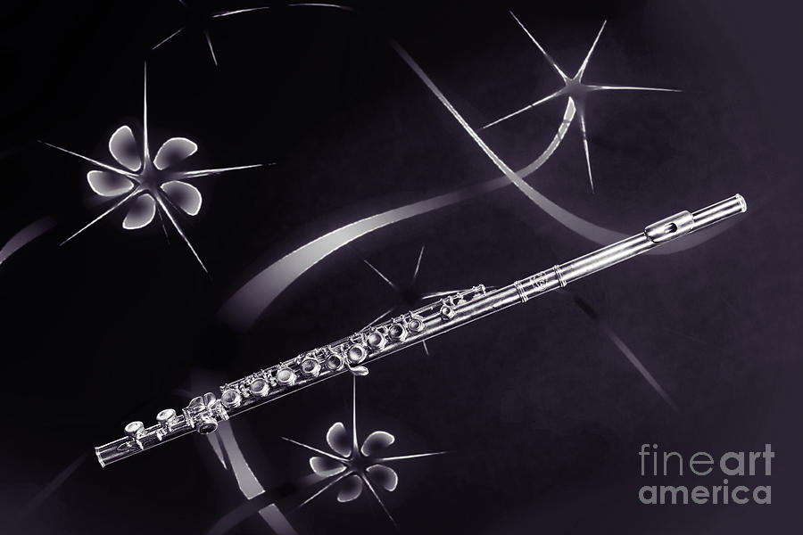 Stars and Flute music instrument photograph in sepia 3305.01 Photograph by M K Miller