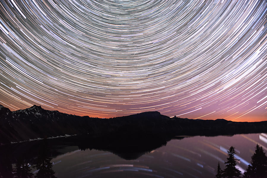 Stars in Crater Lake Photograph by Yoshiki Nakamura