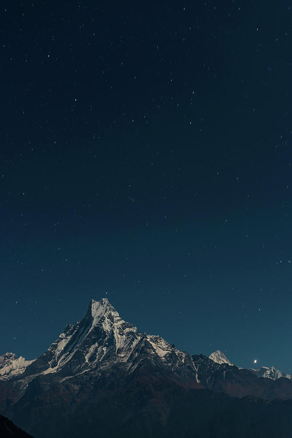 Stars Shining Over Machapuchare Photograph by Fotovoyager