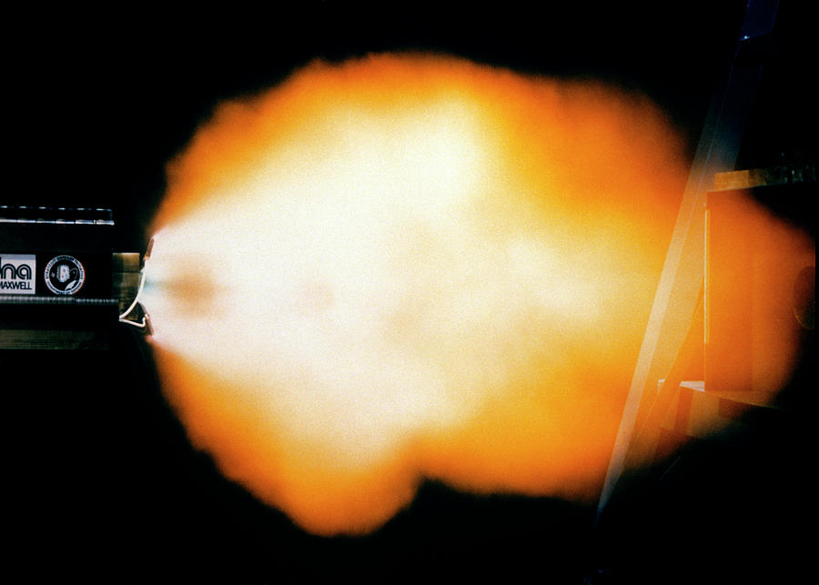 Space Photograph - Stars Wars Research : Railgun Firing Projectile by U.s. Department Of Defense/science Photo Library.