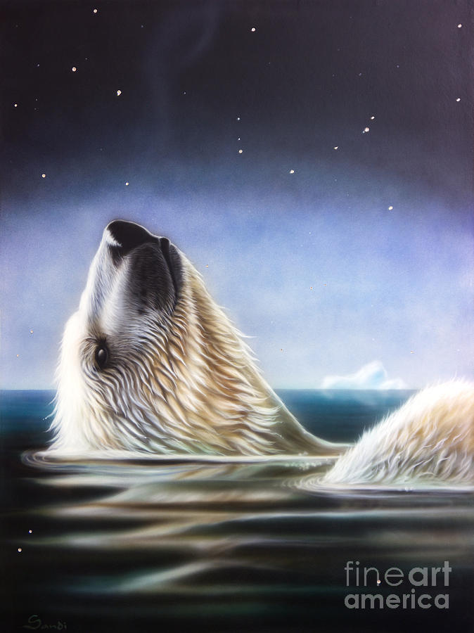 Polar Bear Painting - Starshine by Sandi Baker