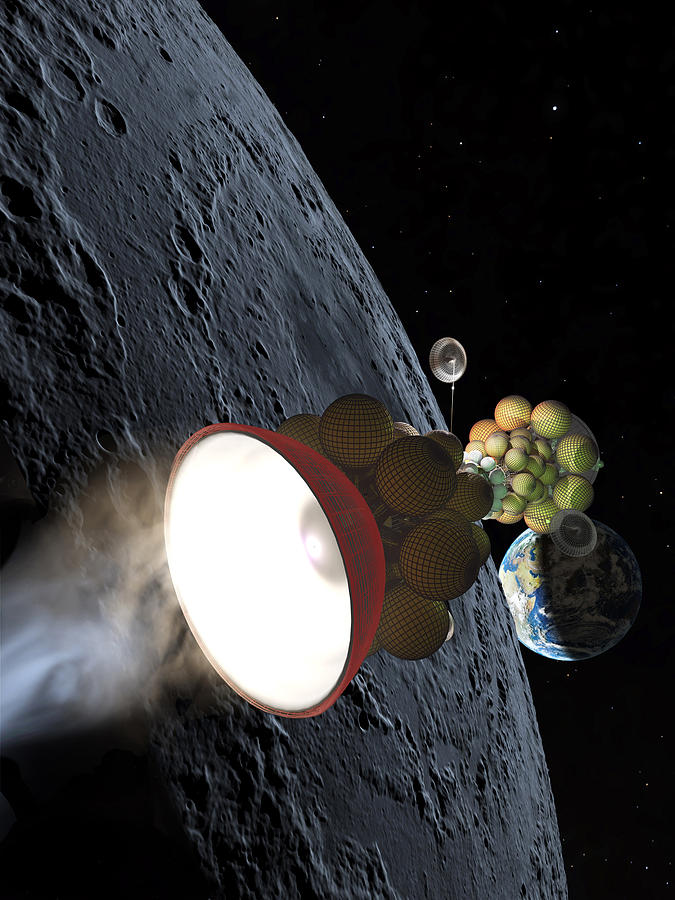 Interstellar Painting - Starship Departing from Lunar Orbit by Don Dixon