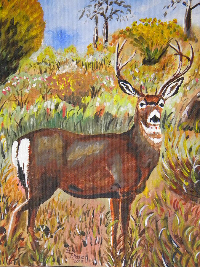 Startled Buck Painting by Eric Johansen