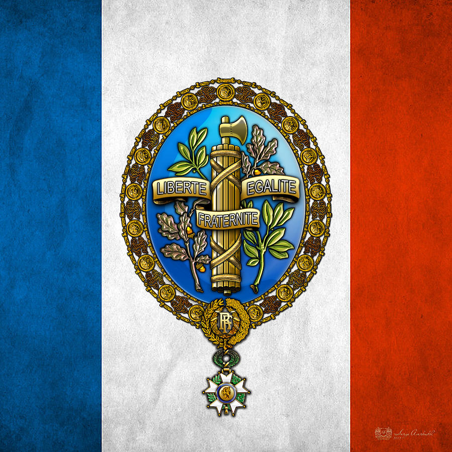 State Emblem and Flag of France Digital Art by Serge Averbukh