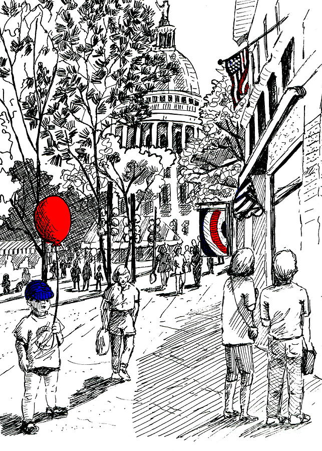 State Street Market Drawing by Marilyn Smith