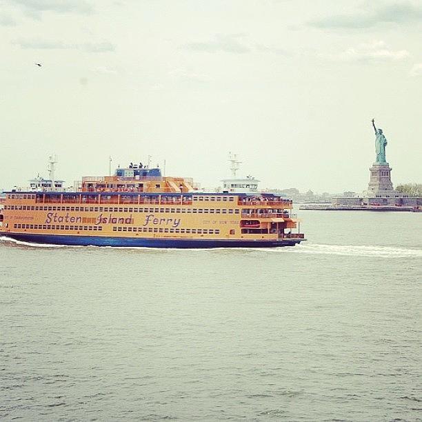 Staten Island Ferry and Statue Of Liberty Photograph by Julie Van der Wekken