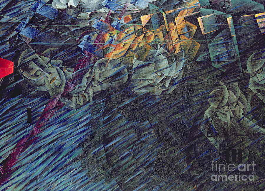 Abstract Painting - States of Mind    Those Who Go by Umberto Boccioni