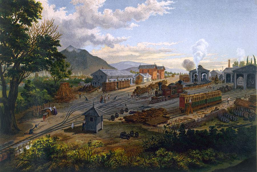 Transportation Drawing - Station At Orizaba, 1878 by Casimior Castro