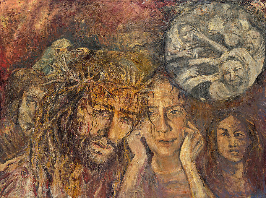 Station VIII Jesus Meets the Women of Jerusalem Painting by Patricia Trudeau