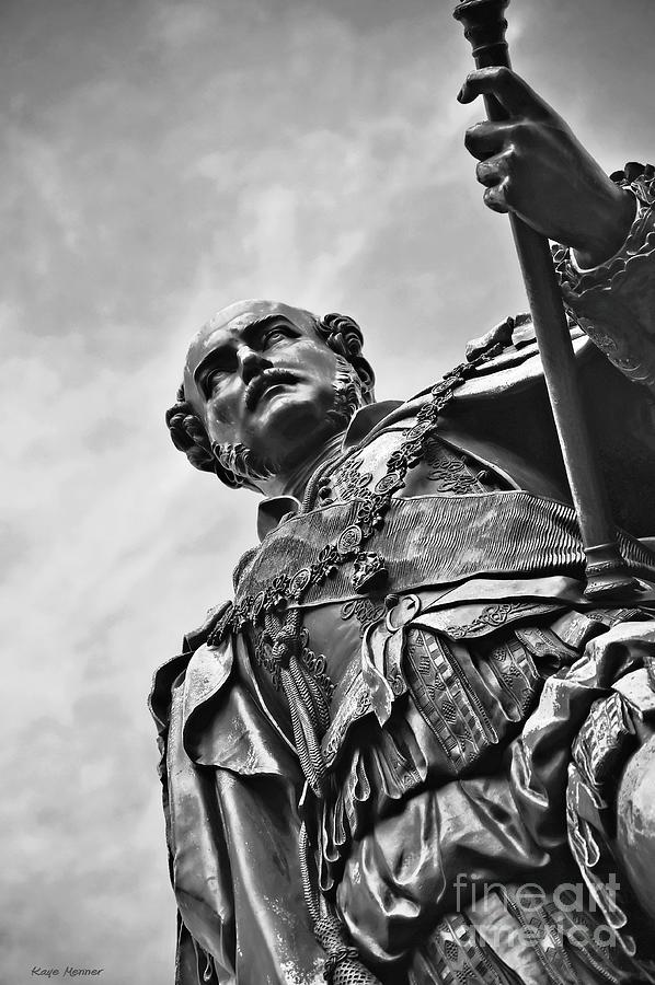 Black And White Photograph - Statue - Albert the Good by Kaye Menner
