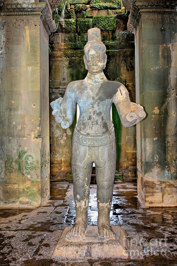 Statue at Angkor Wat Photograph by Joerg Lingnau