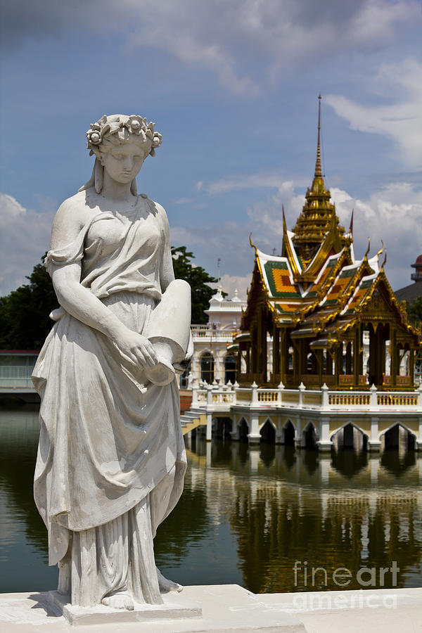 Statue at Bang Pa-In Palace Ayutthaya Thailand Photograph by Tosporn Preede