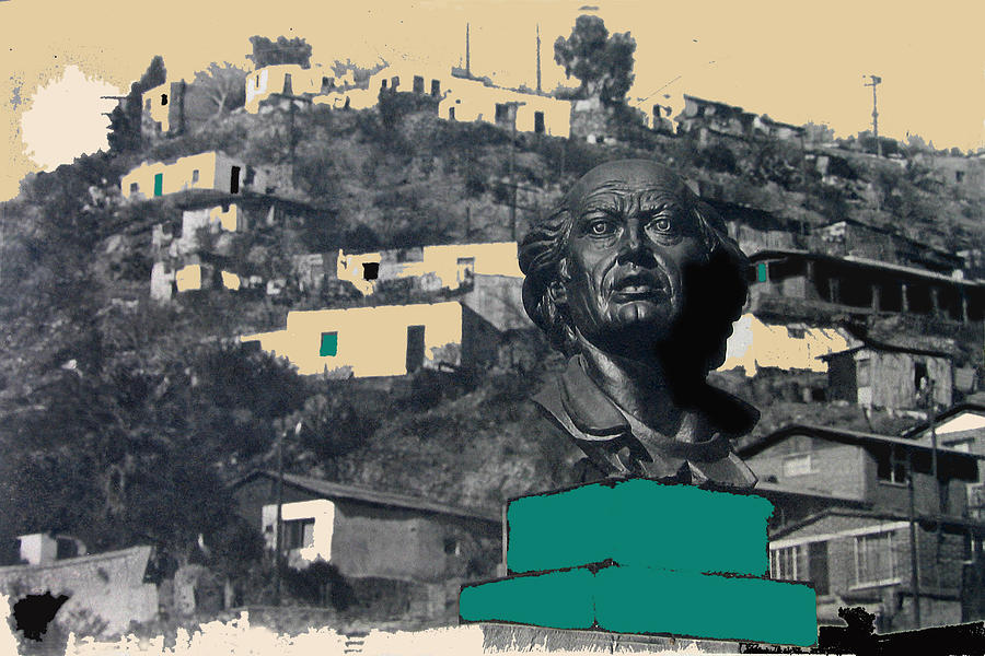 Statue Father Miguel Hidalgo US Mexico border town Nogales Sonora Mexico color added Photograph by David Lee Guss