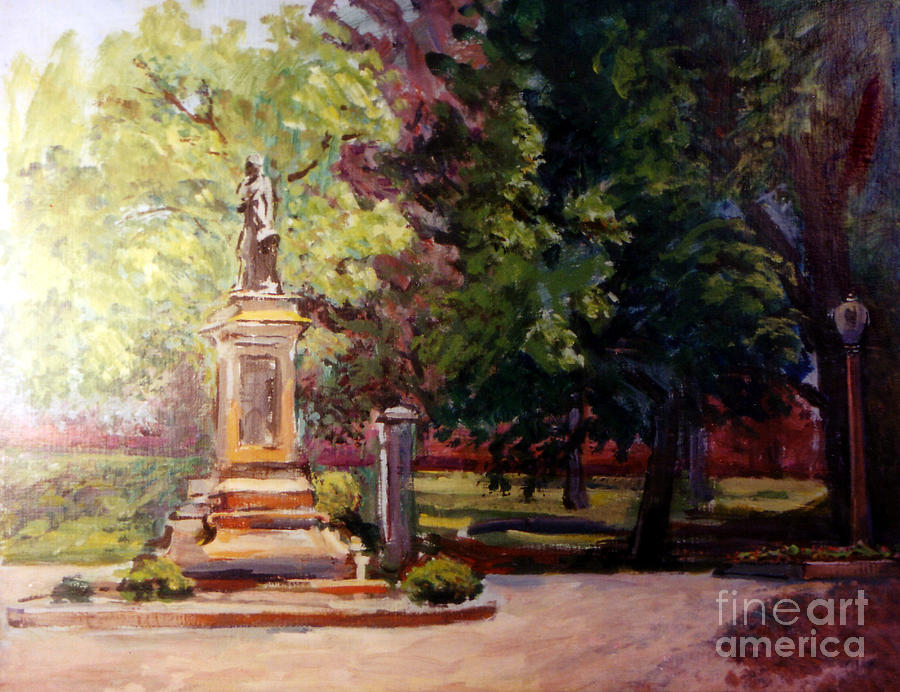 Statue In  Landscape Painting