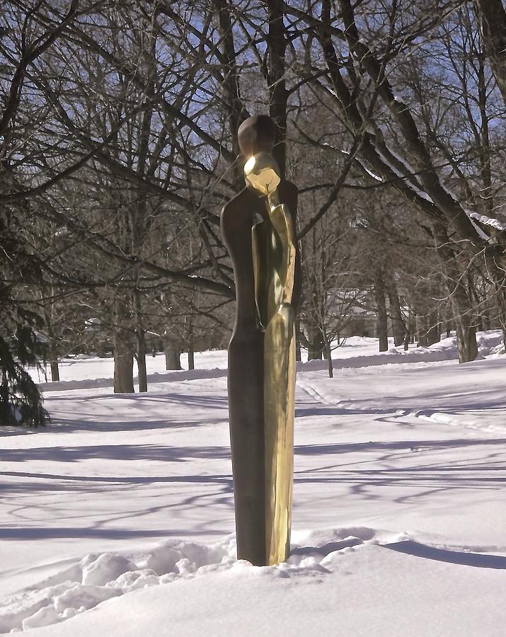 Statue in the snow Photograph by Stephanie Moore