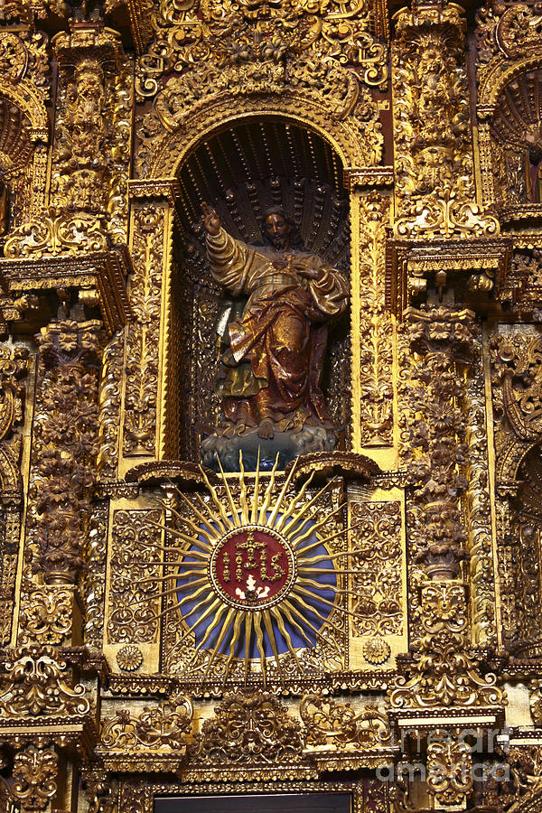 Statue of Jesus on Altarpiece Photograph by James Brunker