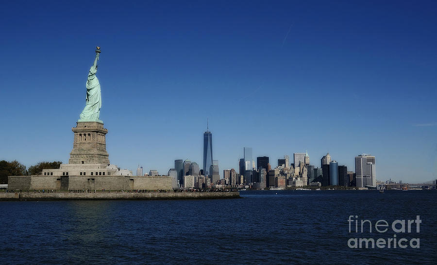 Statue Of Liberty And Manhattan Photograph