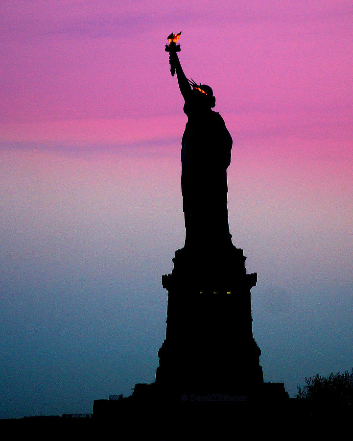 Statue Of Liberty Photograph - Statue of Liberty at dusk by DerekTXFactor Creative