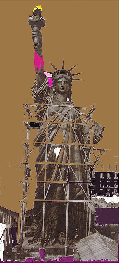 Statue Of Liberty Being Built 1876-1881 Paris Collage Pierre Petit Photograph by David Lee Guss