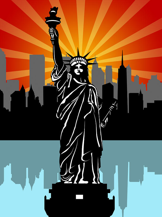 Statue of Liberty Black and White Illustration Photograph by David Gn