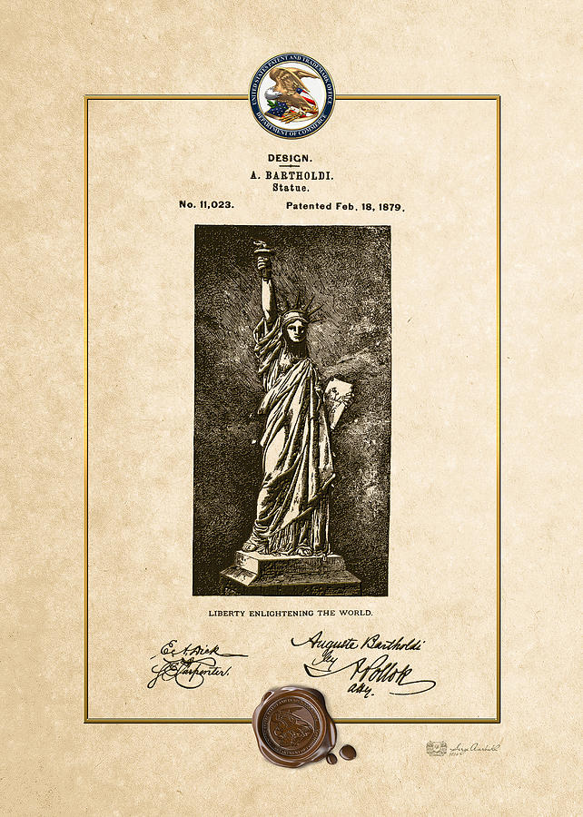 Statue of Liberty by A. Bartholdi - Vintage Patent Document Digital Art by Serge Averbukh