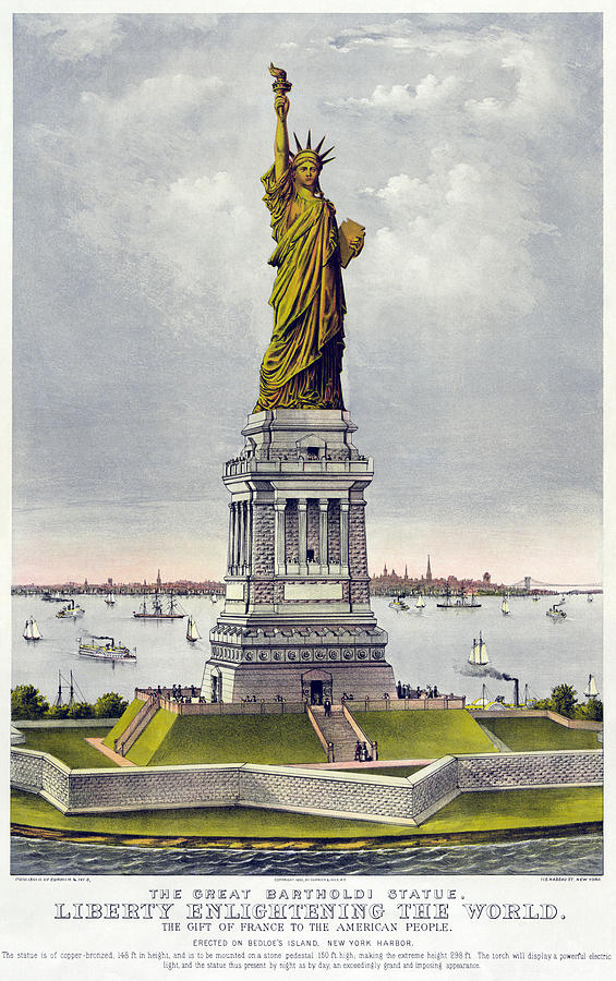 Currier And Ives Painting - Statue of Liberty by Celestial Images