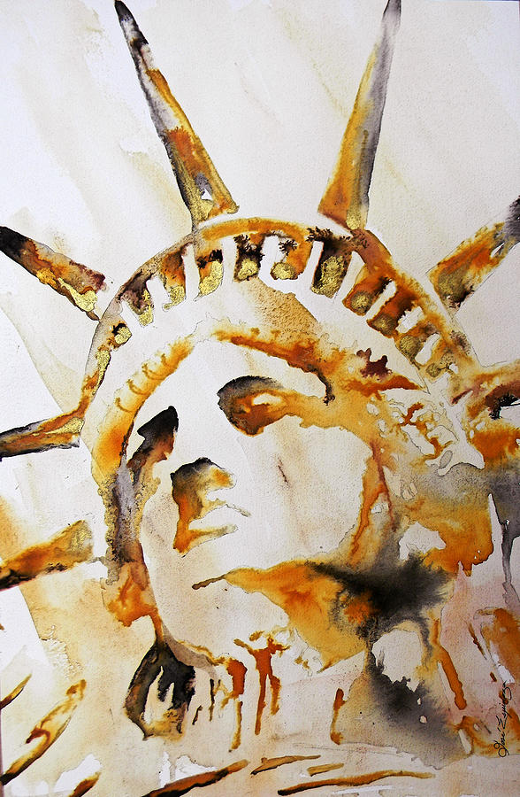 STATUE OF LIBERTY closeup Painting by J U A N - O A X A C A