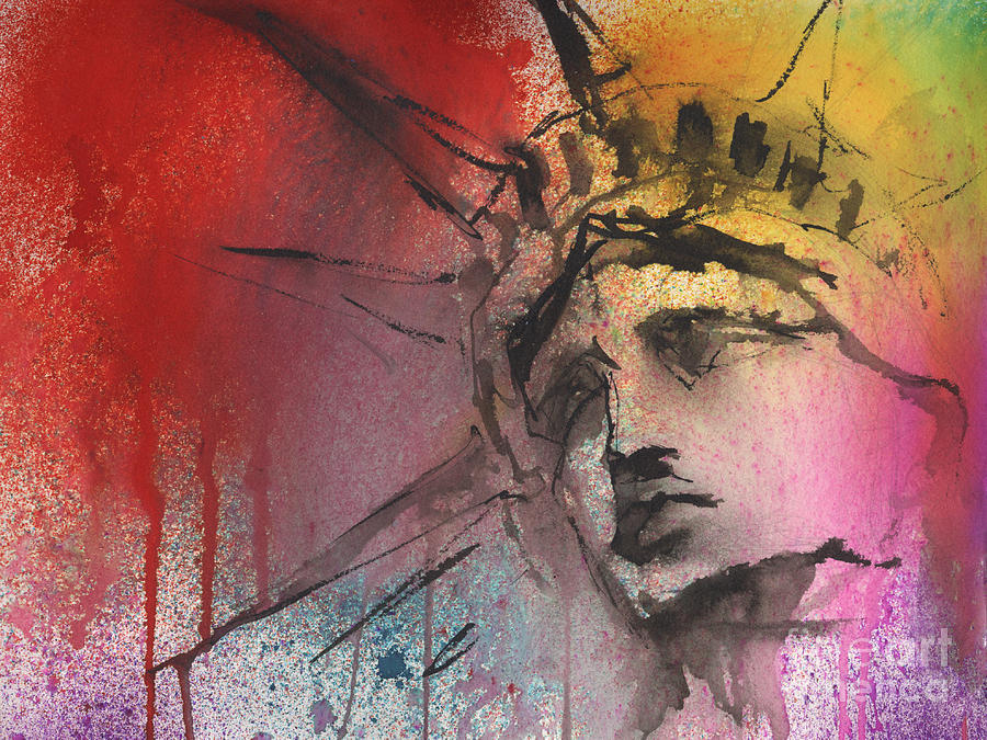 Abstract Painting - Statue of Liberty New York painting by Svetlana Novikova