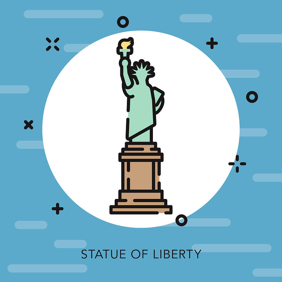 Statue of Liberty Open Outline USA Icon Drawing by Bortonia
