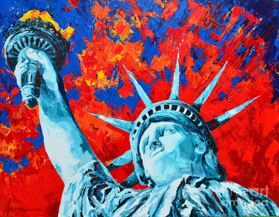 Landmark Painting - Statue of Liberty - Lady Liberty by Patricia Awapara.