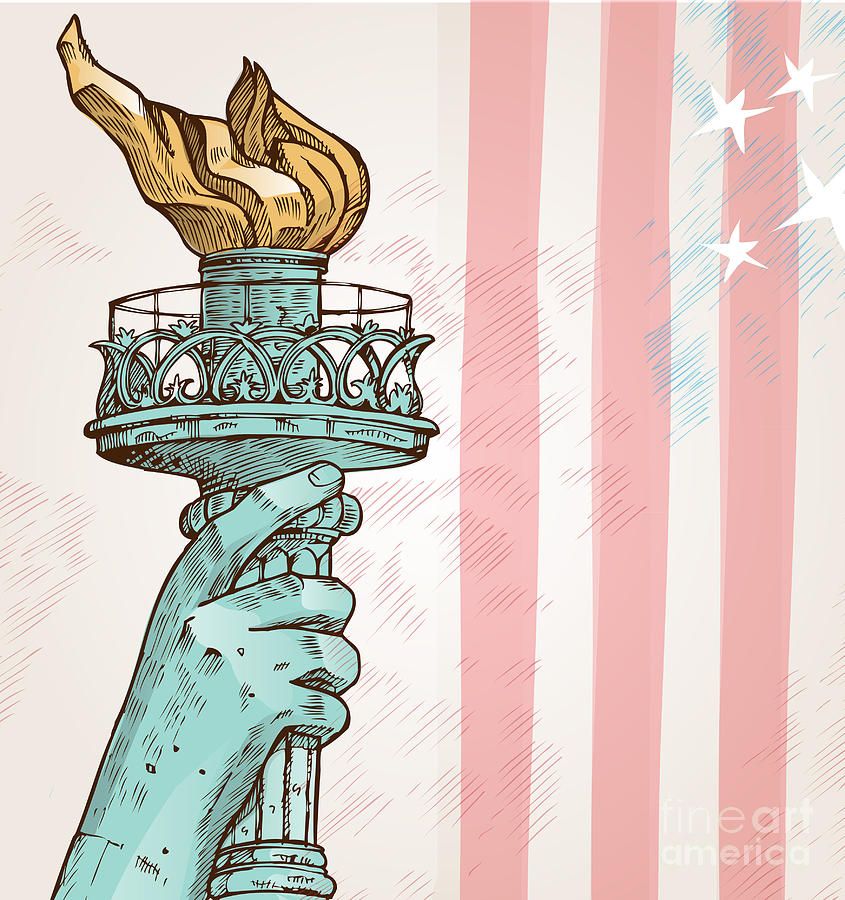 Statue Of Liberty With Torch Drawing by Domenico Condello Pixels