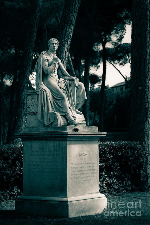 Statue of Lord Byron in the Villa Borghese Gardens in Rome Photograph by Peter Noyce