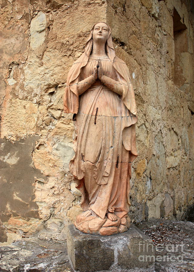 Mother Mary Photograph - Statue of Mary in Mission Garden by Carol Groenen