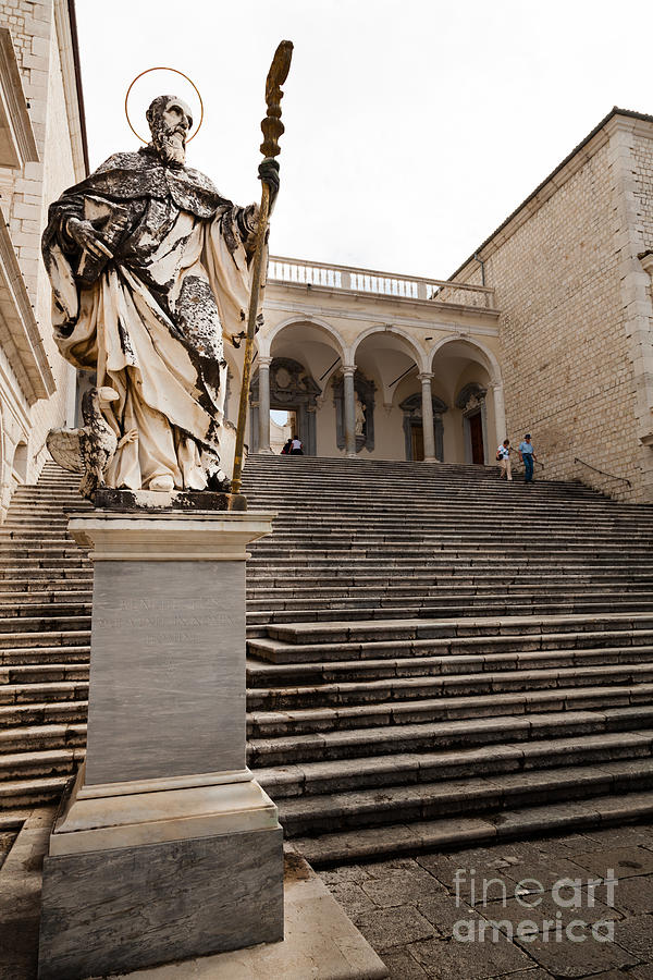 Statue of Saint Benedict at Monte cassino Abbey Photograph by Peter Noyce