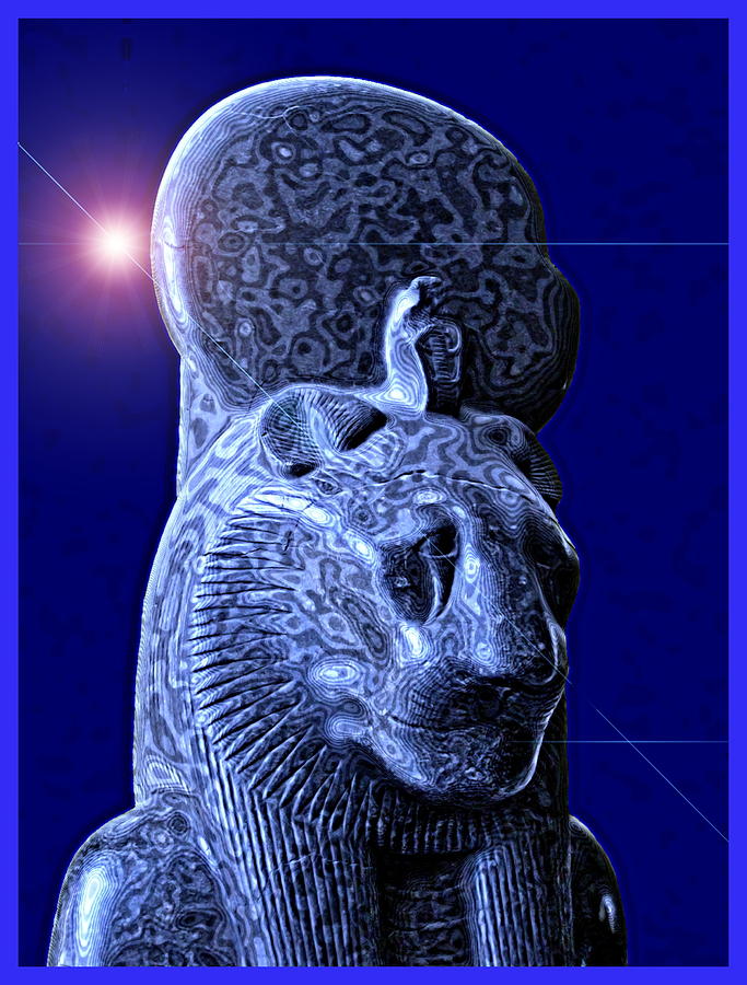 Snake Digital Art - Statue of the Egyptian Lion Deity Maahes by Harold Bonacquist