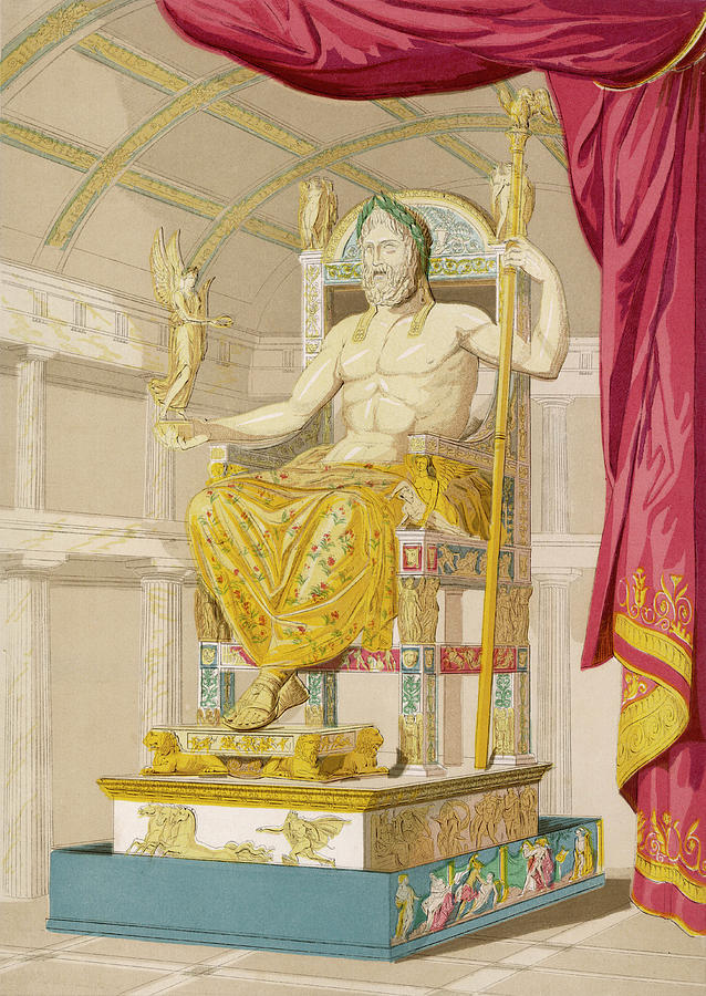 Statue Of Zeus By The Greek Sculptor Drawing by Mary Evans Picture Library