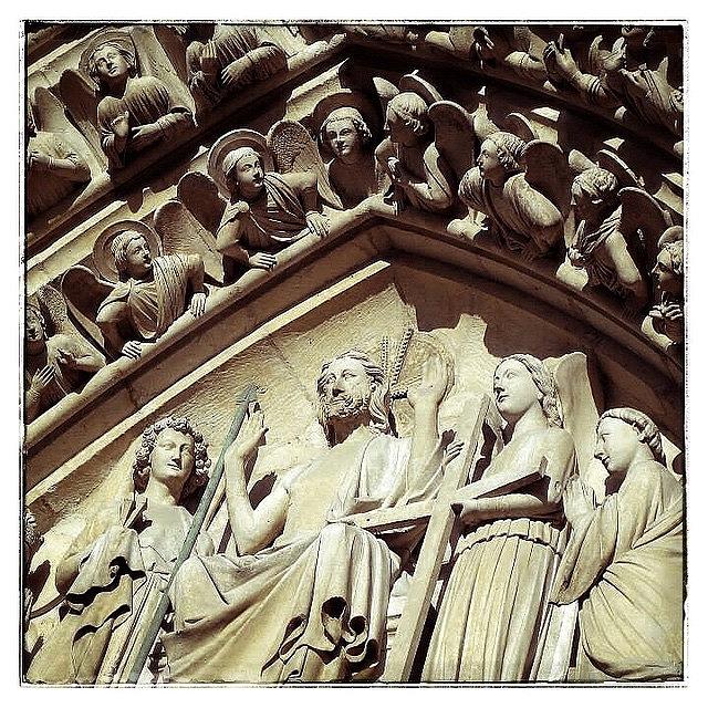 Paris Photograph - #statues #figures #carvings #cathedral by Pamela Harridine