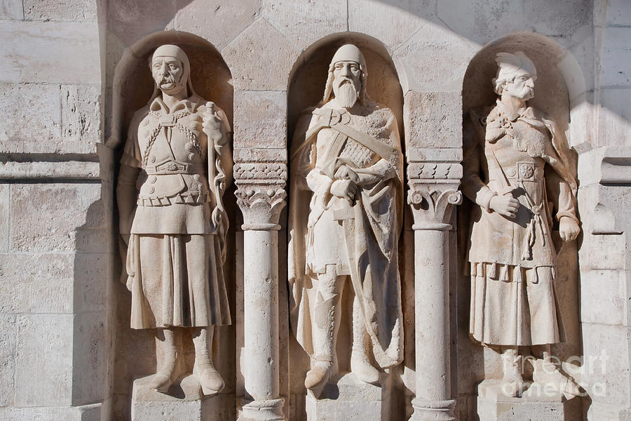 Statues in the wall of Fishermans Bastion Photograph by Michal Bednarek