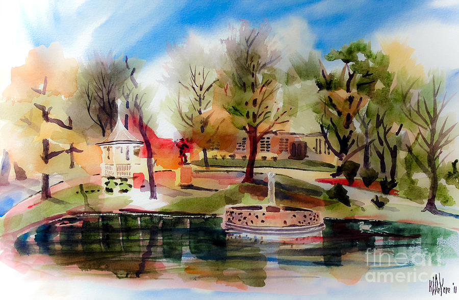 Ste. Marie du Lac with Gazebo and Pond III Painting by Kip DeVore