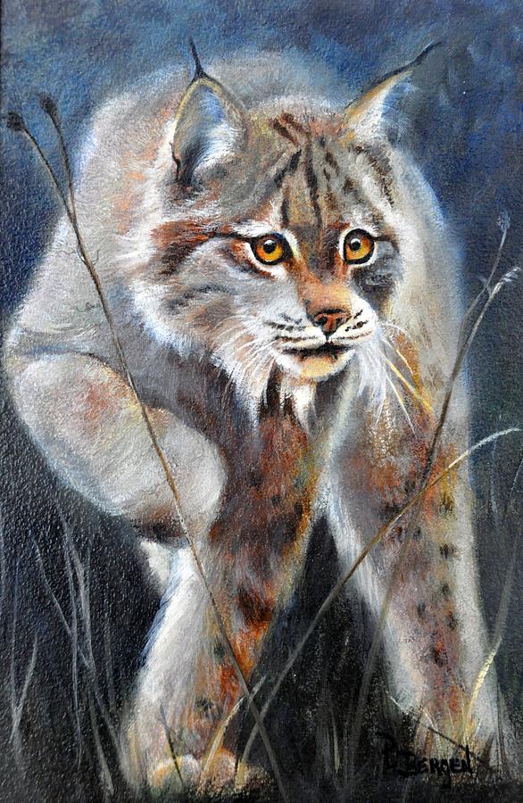 Cat Painting - Stealthy Hunter - Canada Lynx by Pamela Bergen