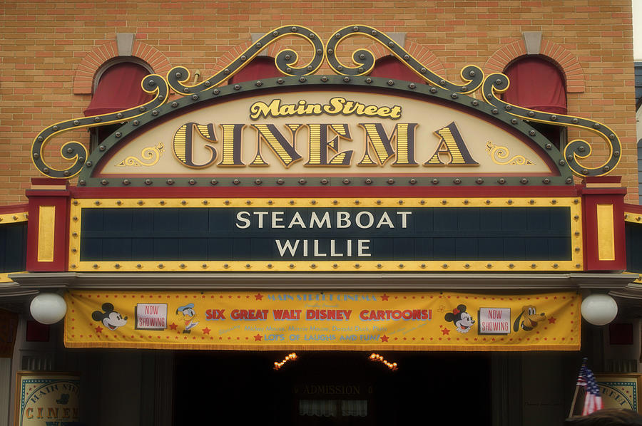 Castle Photograph - Steam Boat Willie Signage Main Street Disneyland 02 by Thomas Woolworth