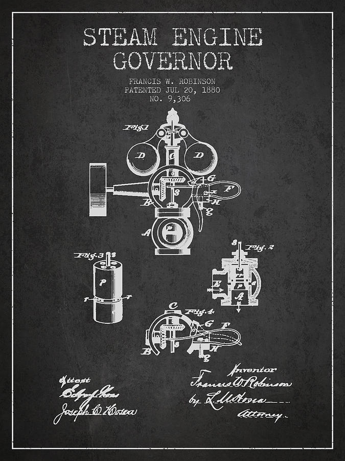 Vintage Digital Art - Steam Engine Governor Patent Drawing From 1880- Dark by Aged Pixel
