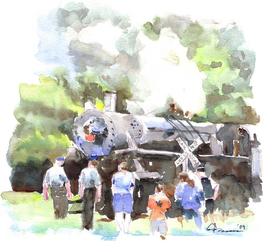 Steam Locomotive Painting by Claudia Hafner