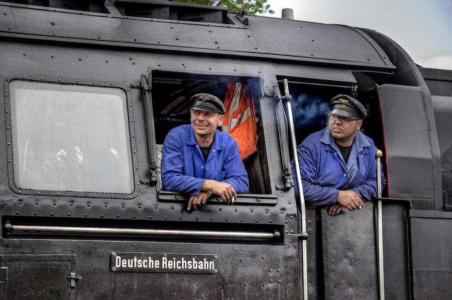 Train Photograph - Steam Locomotive Crew by David Davies