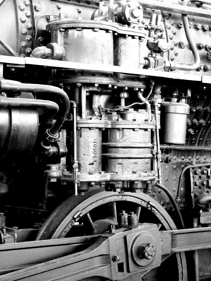 Steam Locomotive Train Detail Black and White Photograph by Karyn Robinson